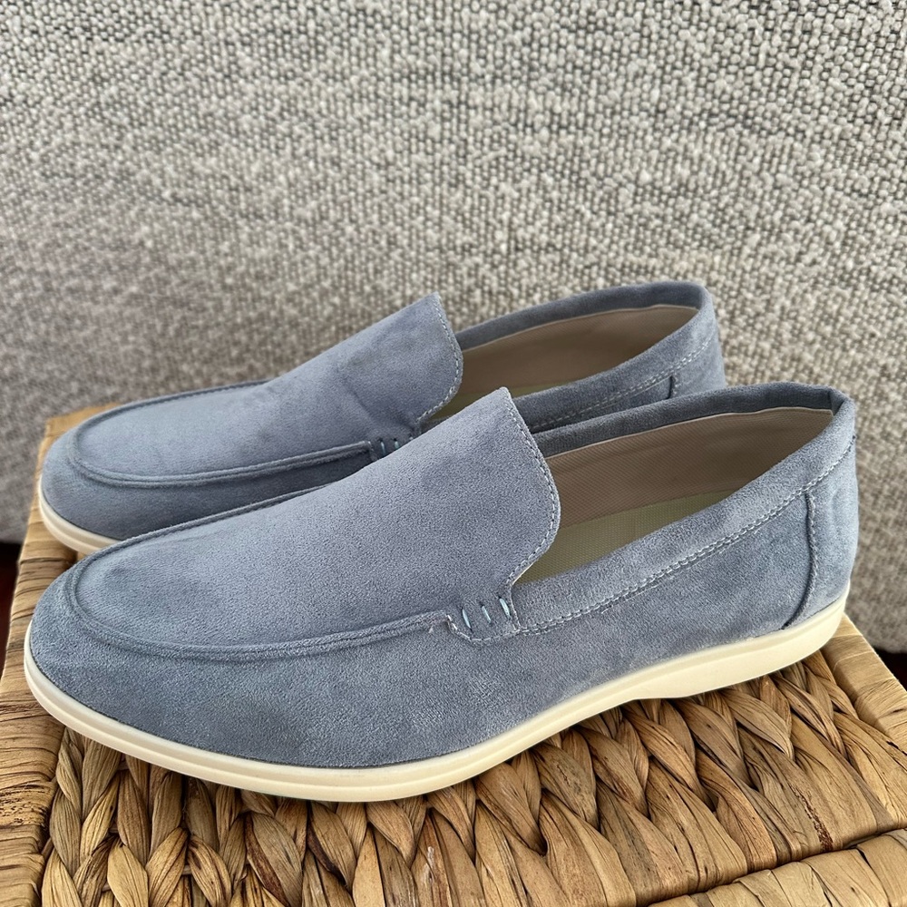 Men's Suede Slip-On Loafers in Light blue